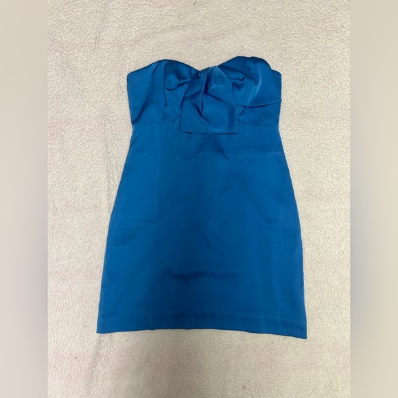 NWOT Lilly Pulitzer Morelle Blue Strapless Satin Bow Dress Size 8 - Picture 4 of 8